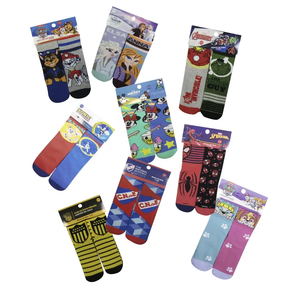 Pack x 2 Medias Infantiles 19 a 30 Varios Personajes