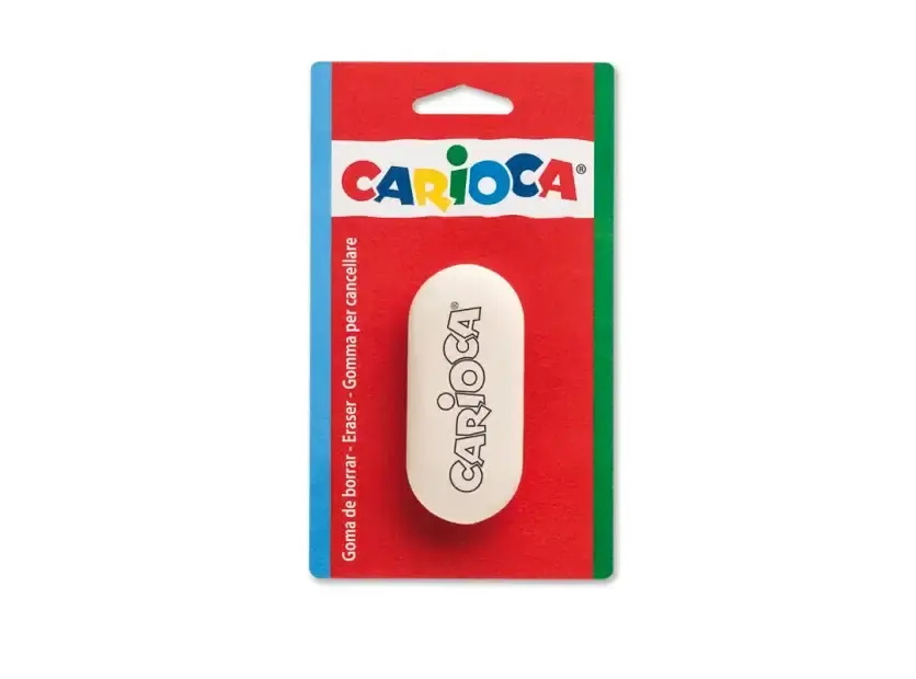 Goma De Borrar Plástica Ovalada Carioca Blister 6 Cm