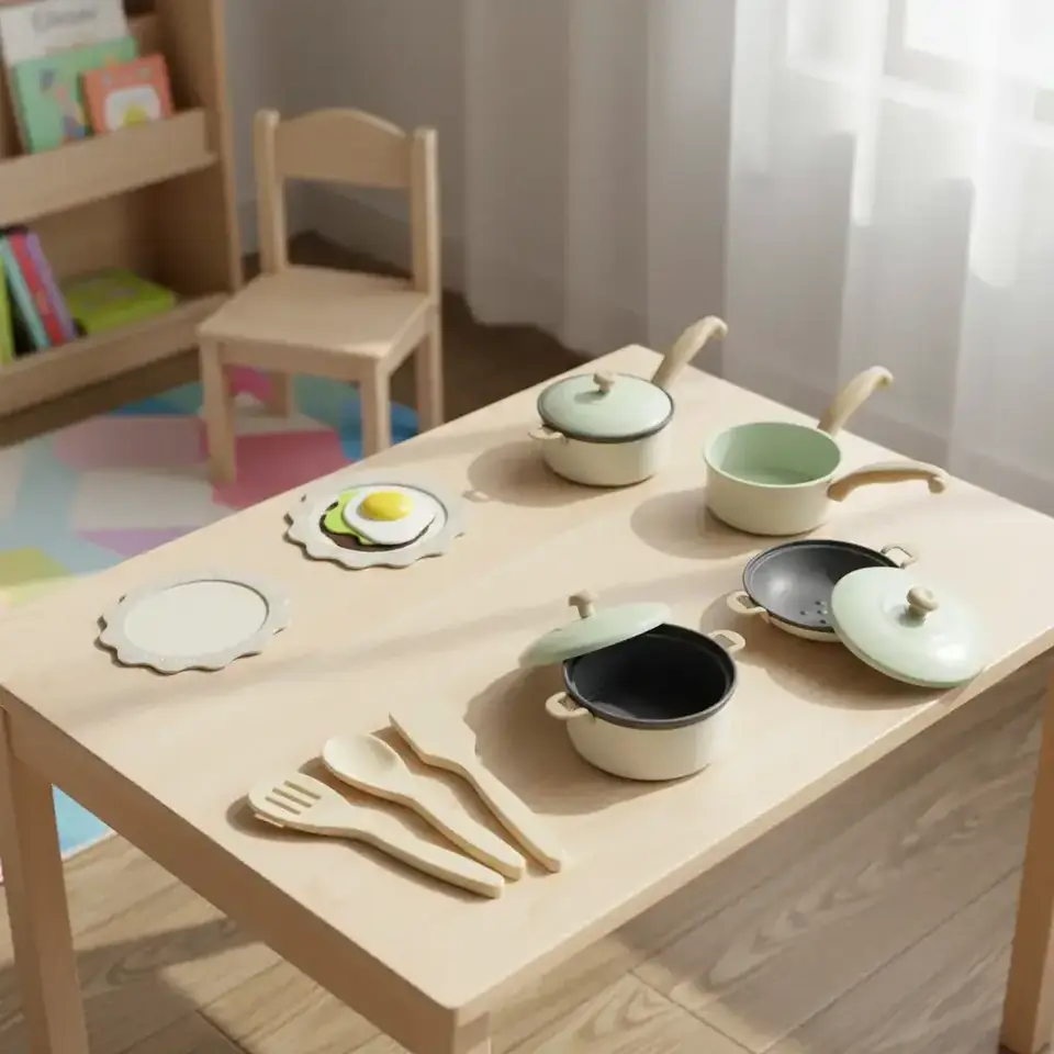 Cocina Infantil 18 Piezas Ollas Utensilios Cacerolas Huevo