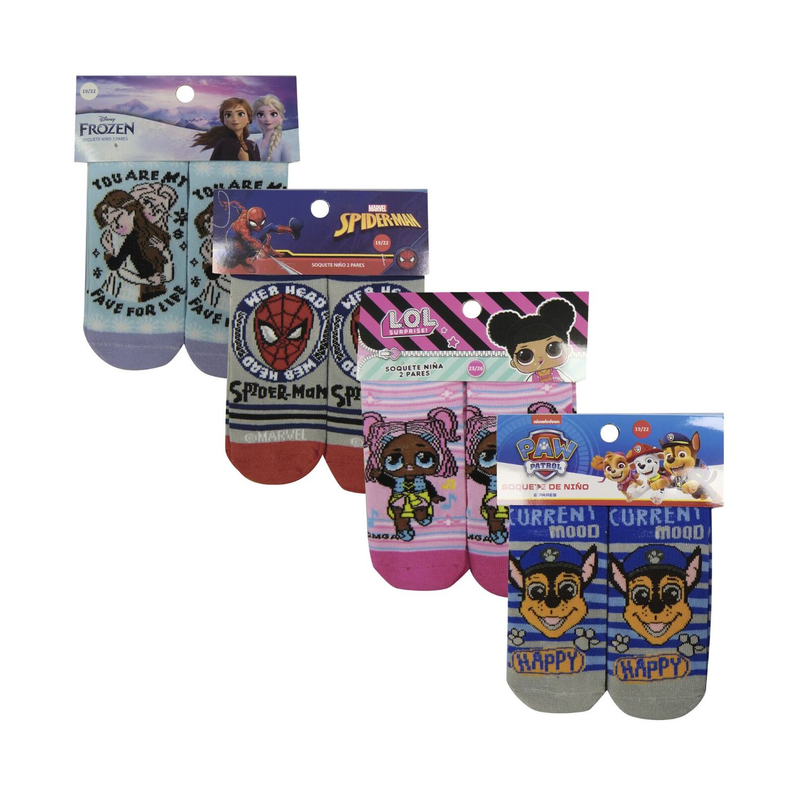 Pack X 2 Medias Soquetes Infantiles Talle 19 Al 30 Varios Personajes