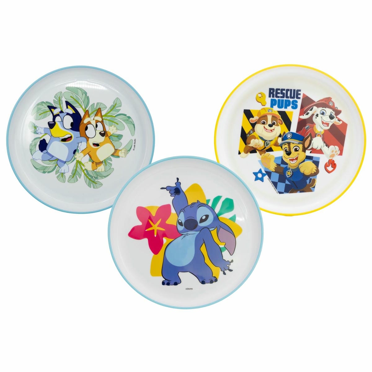 Plato Llano Plástico Antideslizante Bicolor 20 Cm Varios Personajes