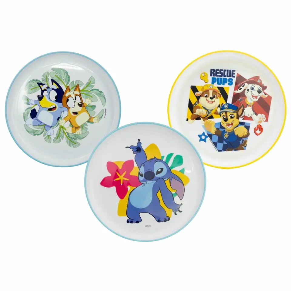 Plato Llano Plástico Antideslizante Bicolor 20 Cm Varios Personajes