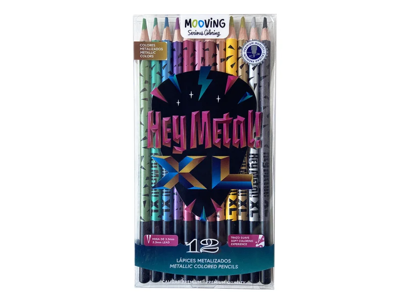 Pack 12 Lapices Colores Hey Metal XL Mooving