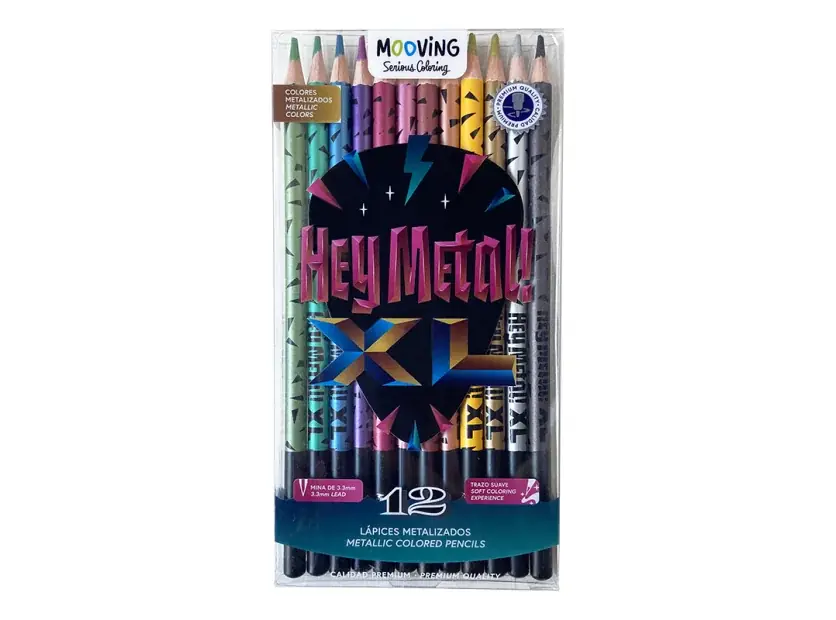 Pack 12 Lapices Colores Hey Metal XL Mooving