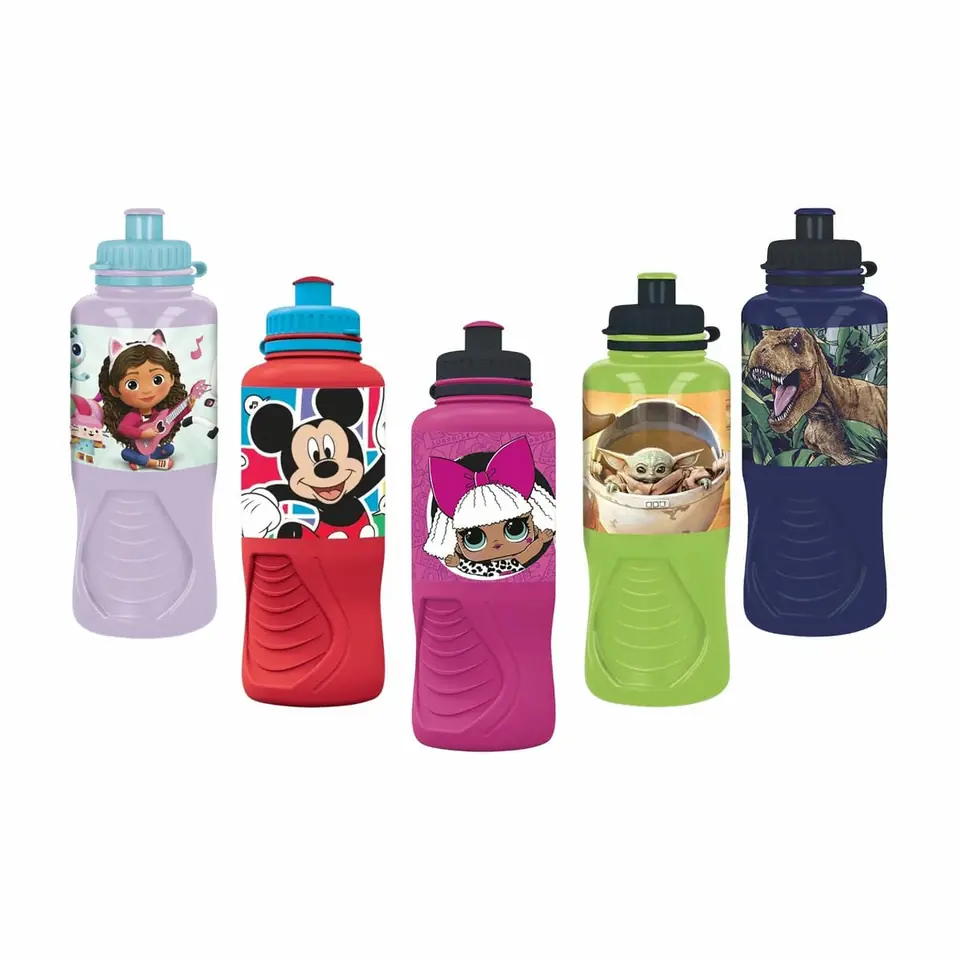 Botella Plástica Ergonómica 430 Ml Varios Personajes