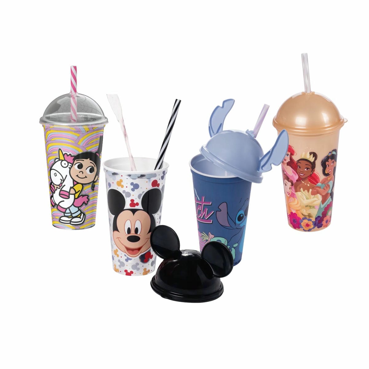 Vaso Plástico Milkshake Con Pajita 500 Ml Varios Diseños Personajes Favoritos
