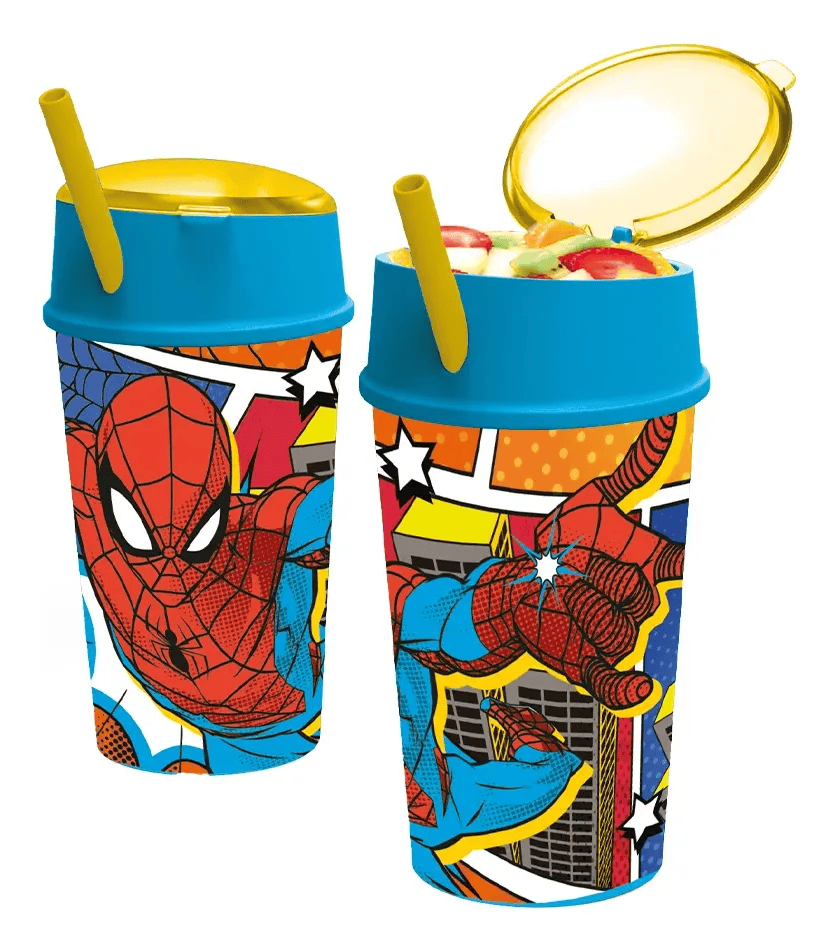 Vaso Snack 400 Ml 18 X 8 Cm Sorbito Y Tapa Varios Personajes