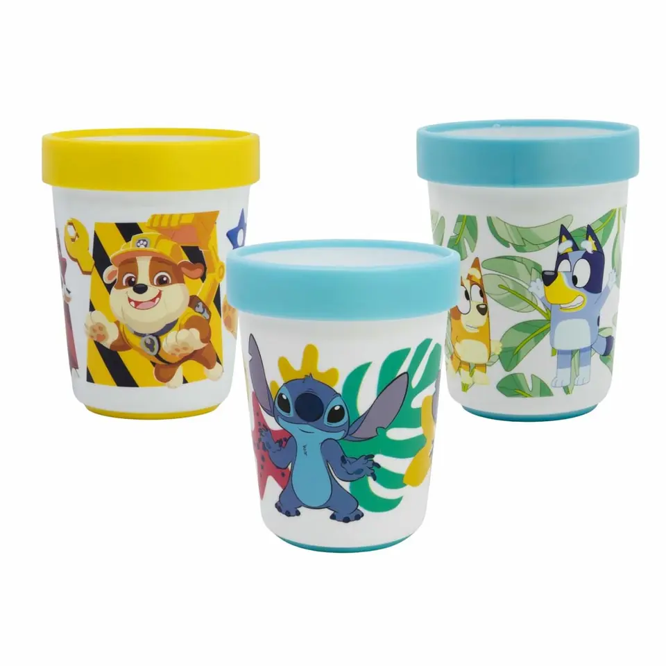 Vaso Plástico Bicolor Para Microondas 260 Ml Varios Personajes
