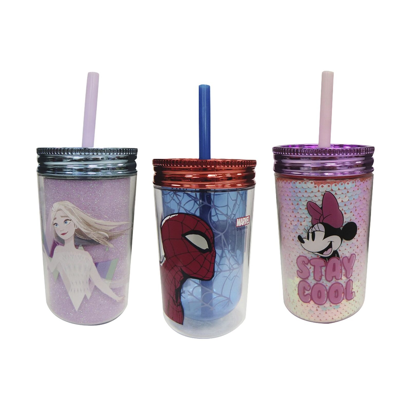 Vaso con Pajita Brillante 370 ml Varios Personajes