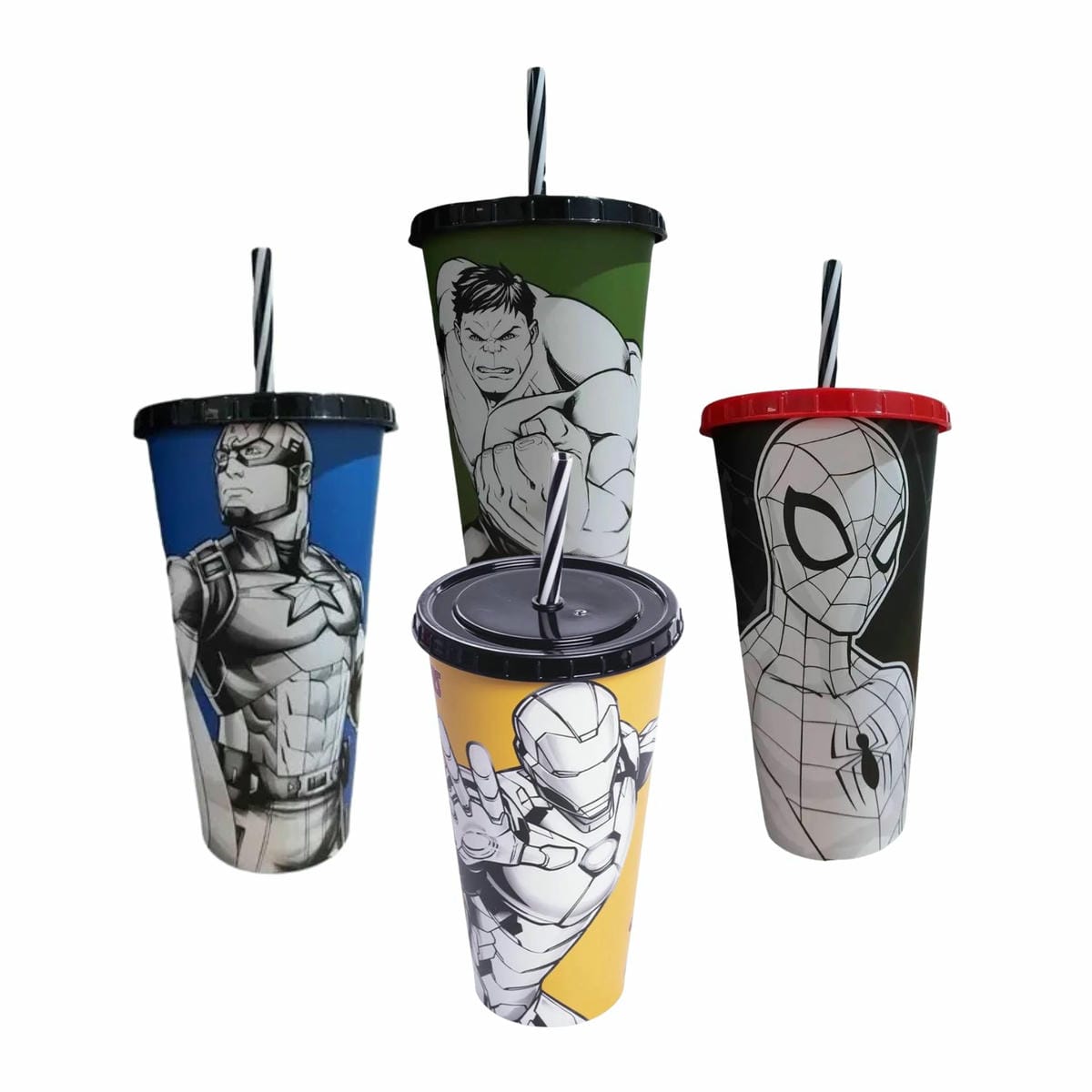 Vaso Plástico con Pajita 700ml Para Colorear Varios Personajes