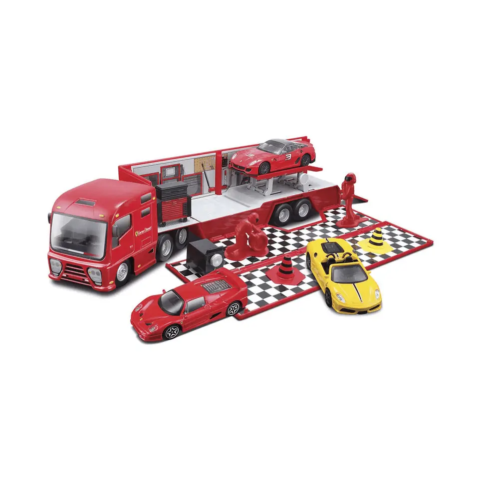 Bburago Camión Transportador de Vehículos Juguete Ferrari Escala 1:43
