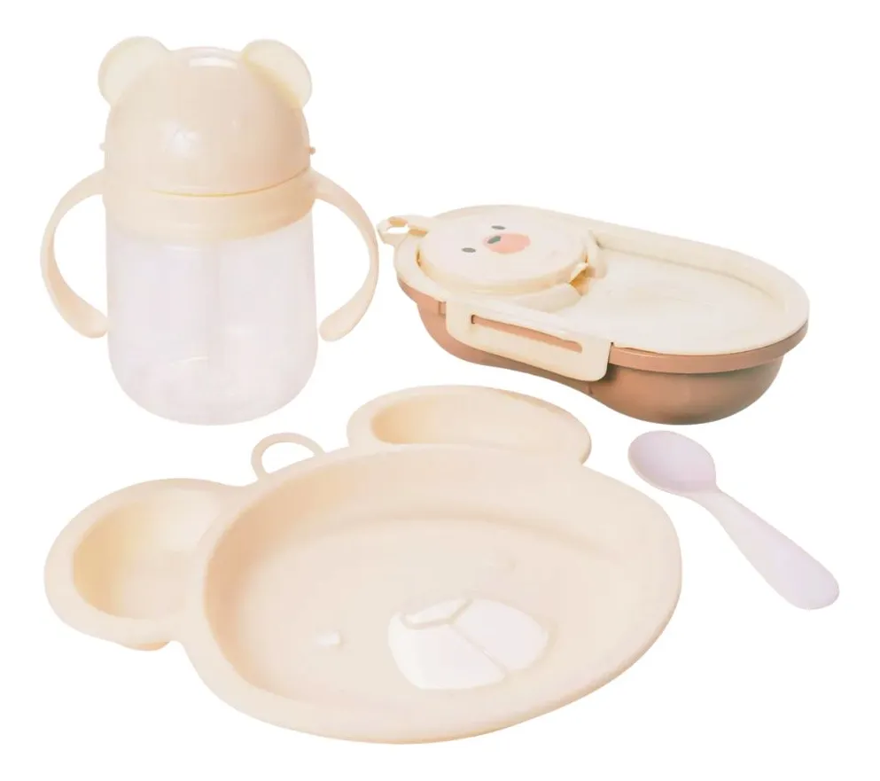 Set Bazar Alimentación 4 Pzas Bebe Forma Oso