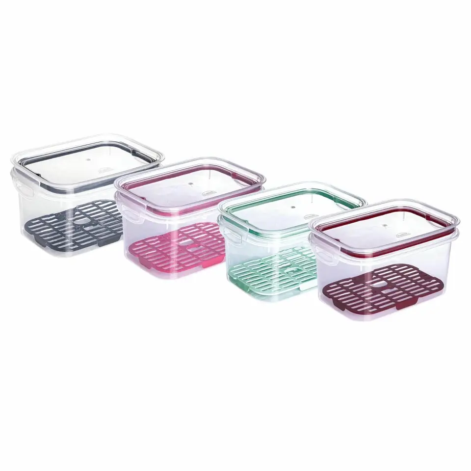 Pote Recipiente Traba Mas Rectangular Dos Broches con Rejilla 1,2 L