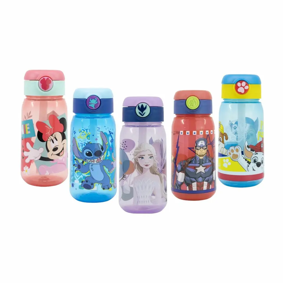 Botella Plástica Active Pajita Botón Apertura 510ml Varios Personajes