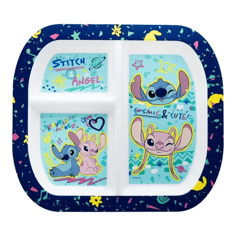 Plato Plastico con Divisiones Infantil 19,5 x 22 cm Varios Personajes