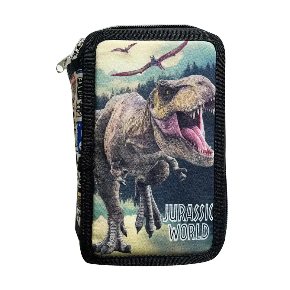 Cartuchera Libro Jurassic World Dino 3 Pisos Cierre 13x20 Cm