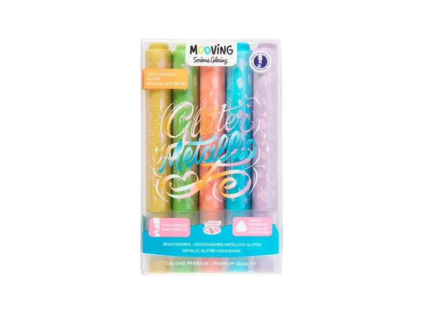 Pack x 5 Resaltadores con Brillo Mooving Glitter Metallic