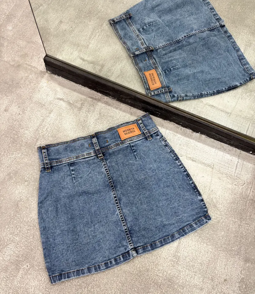 Pollera mini de jeans elastizada