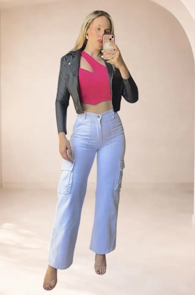 Pantalon cargo blanco