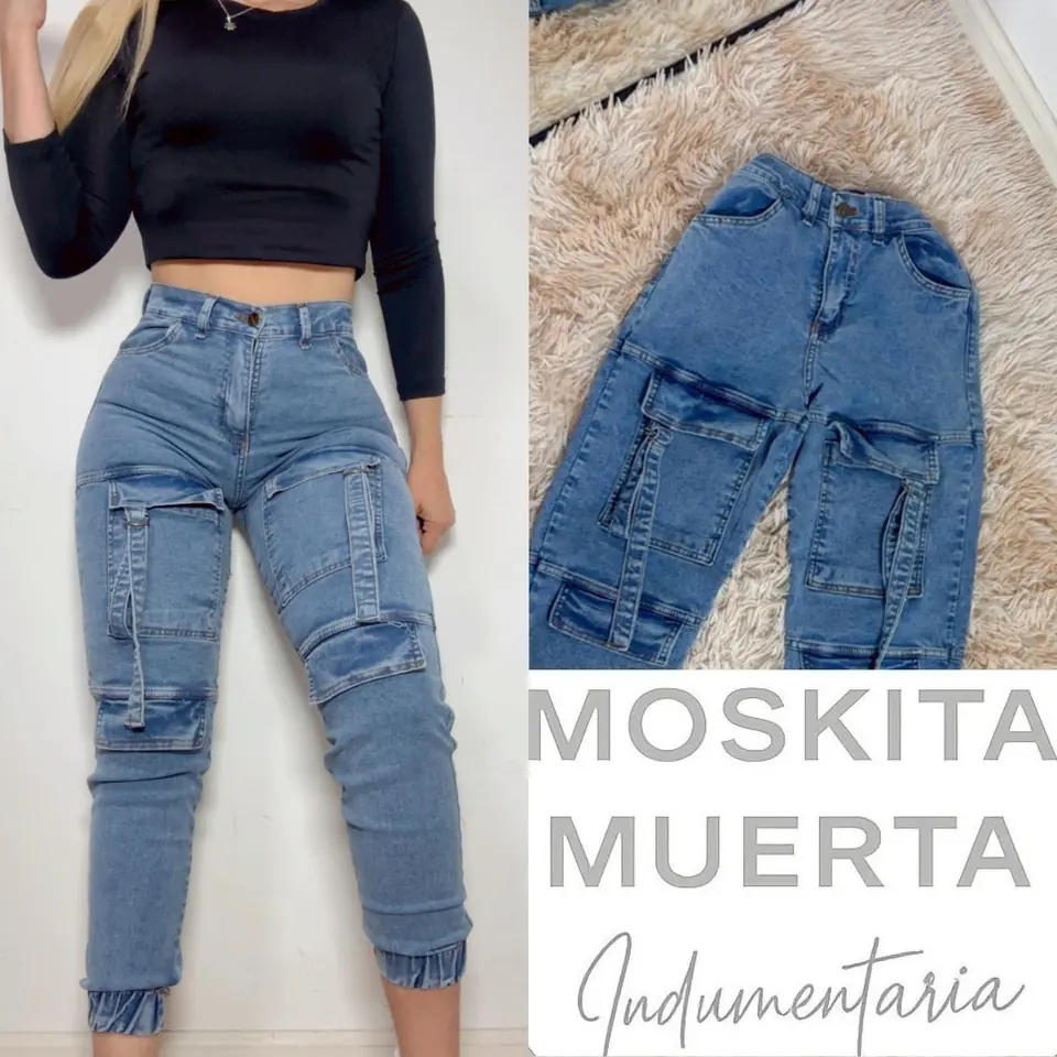 Jeans Alexandra cargo con puño