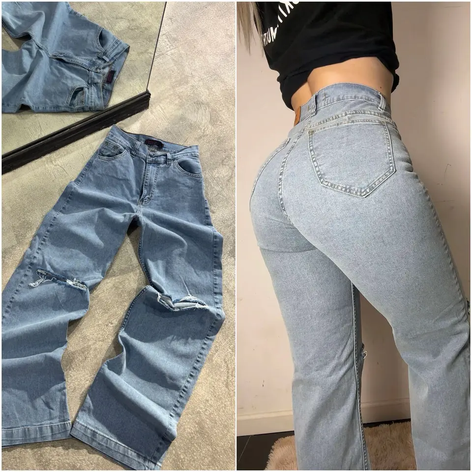 Jeans Wid Leg con rotura