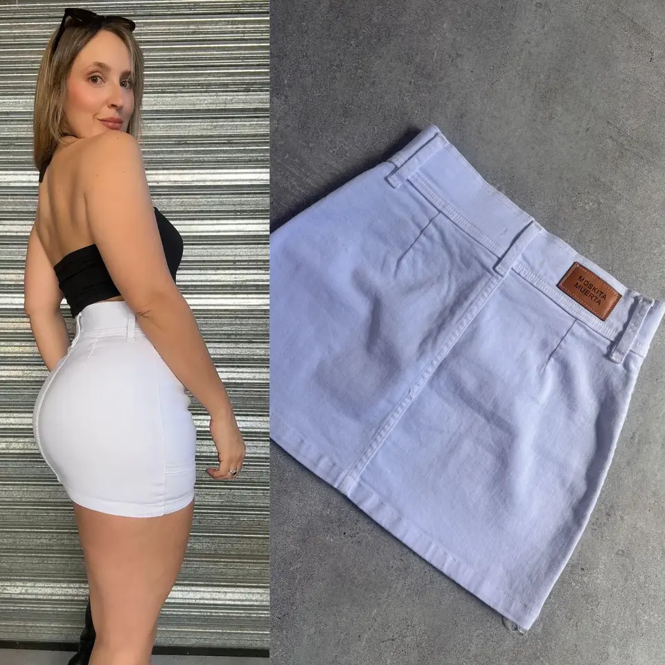 Pollera de Jeans Blanca