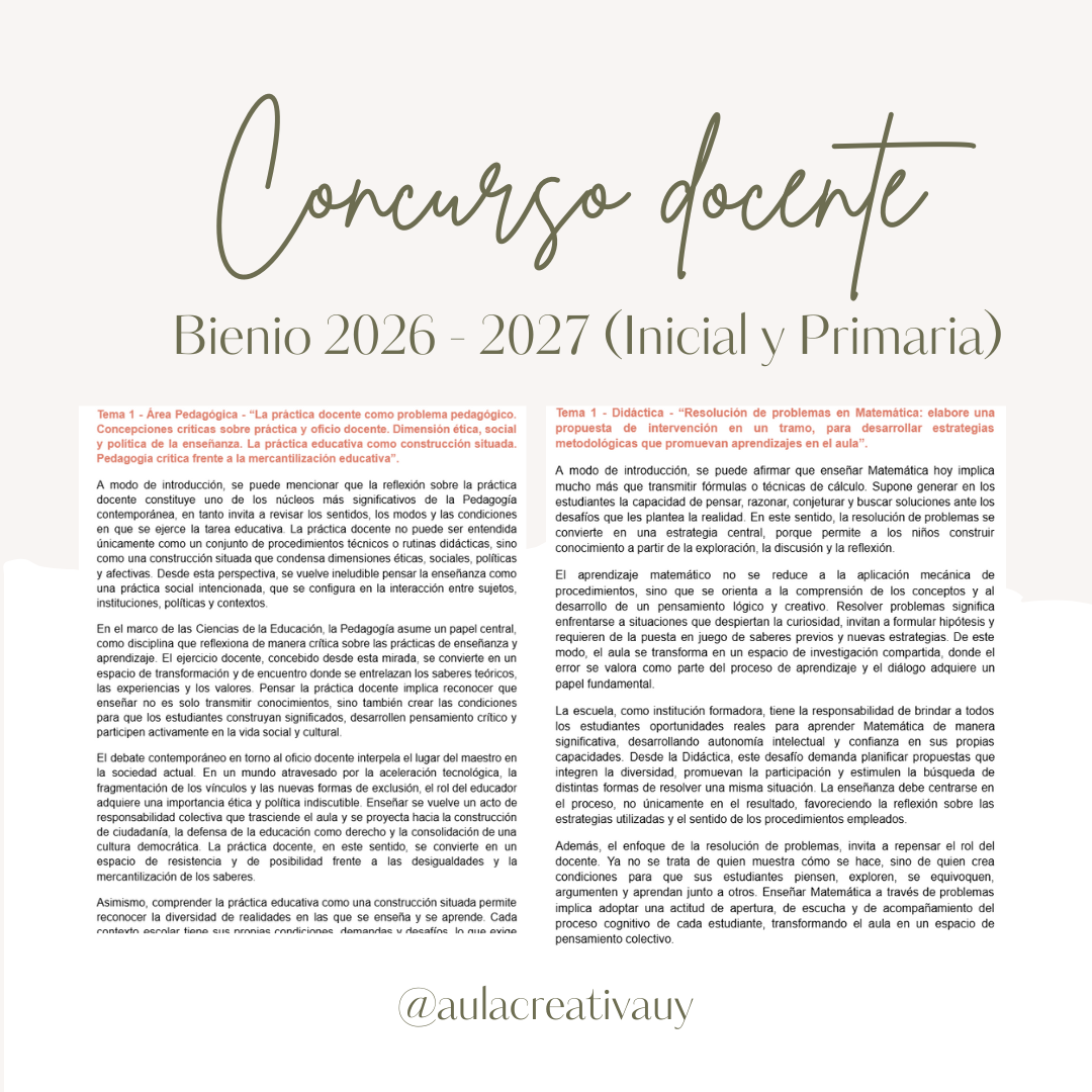 Concurso docente - Bienio 2026 y 2027 - Disponible para Educación Inicial y Primaria - Acceso exclusivo por cupos