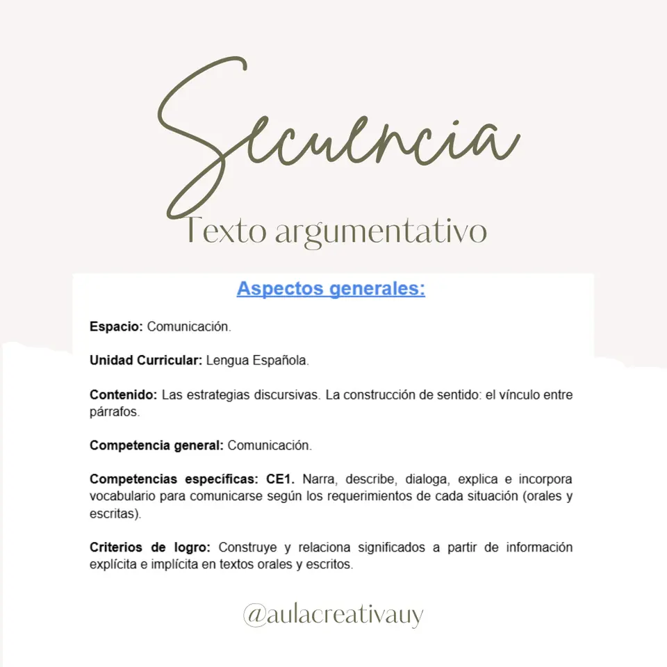 Secuencia - Texto argumentativo - Cuarto año
