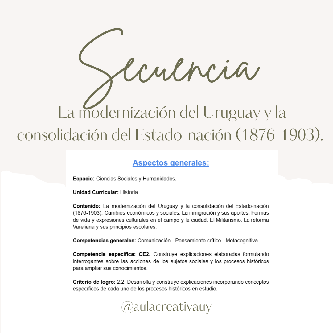 Secuencia - La modernización del Uruguay y la consolidación del Estado-nación (1876-1903) - Sexto año