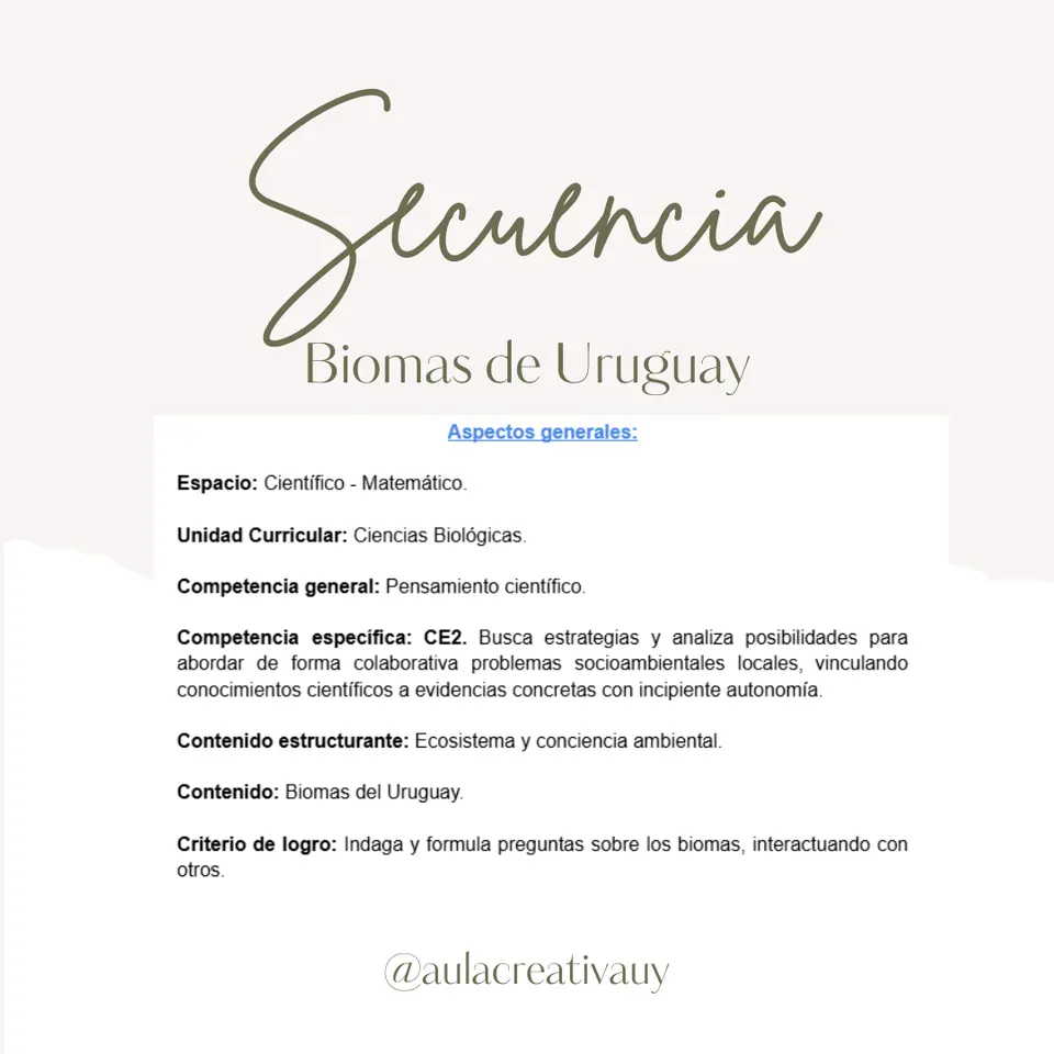 Secuencias - Biomas de Uruguay - Tercer año
