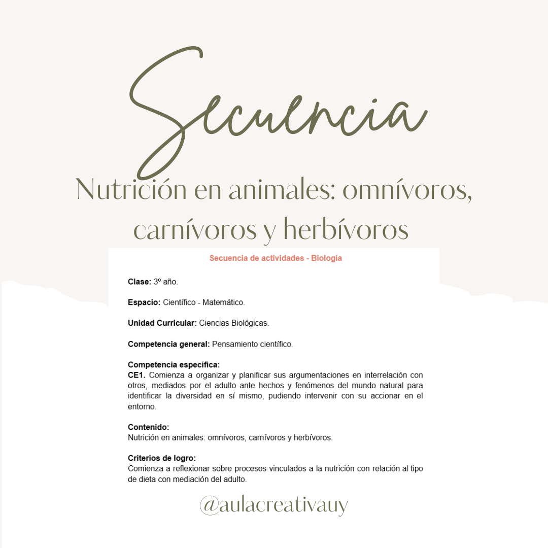 Nutrición en animales - Omnívoros, carnívoros y herbívoros - Tercer año