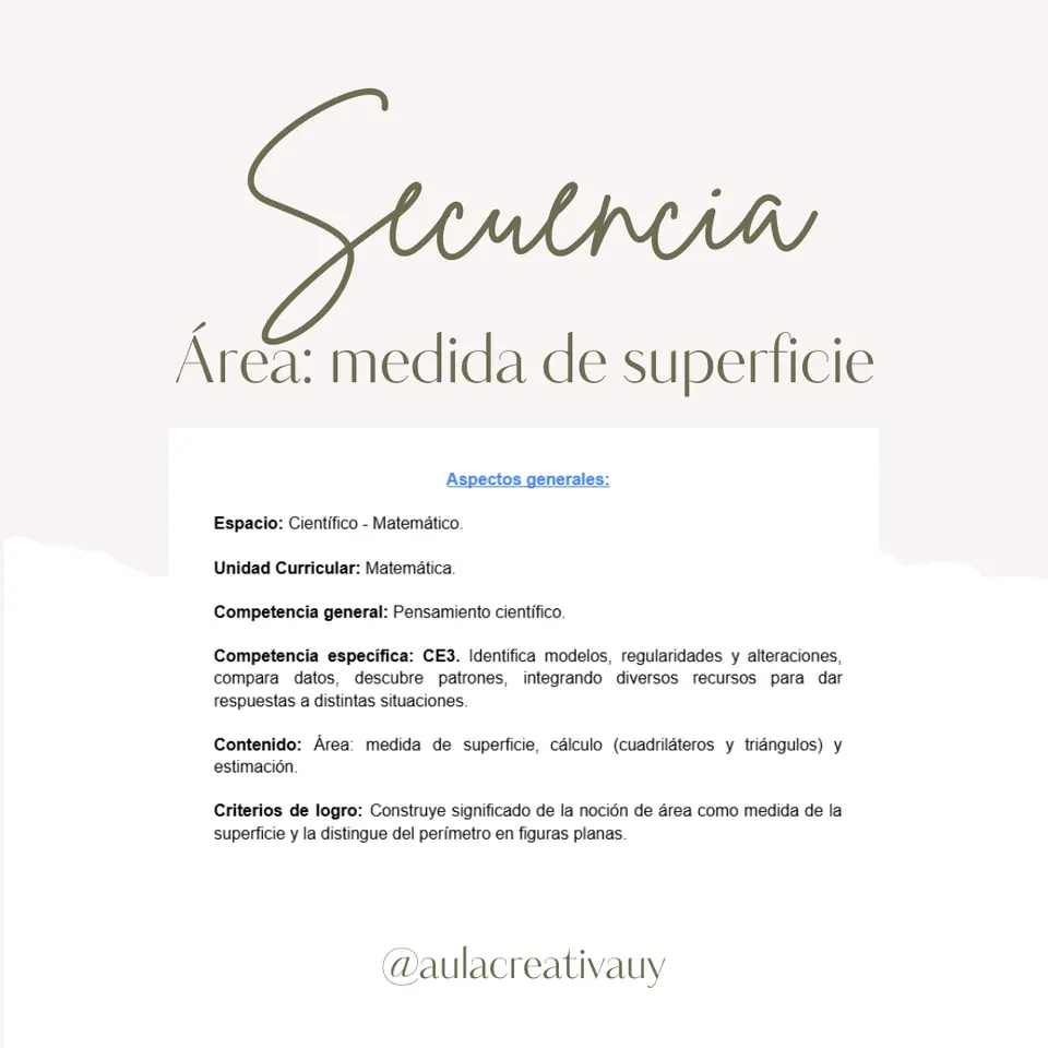 Secuencia - Área - Quinto año