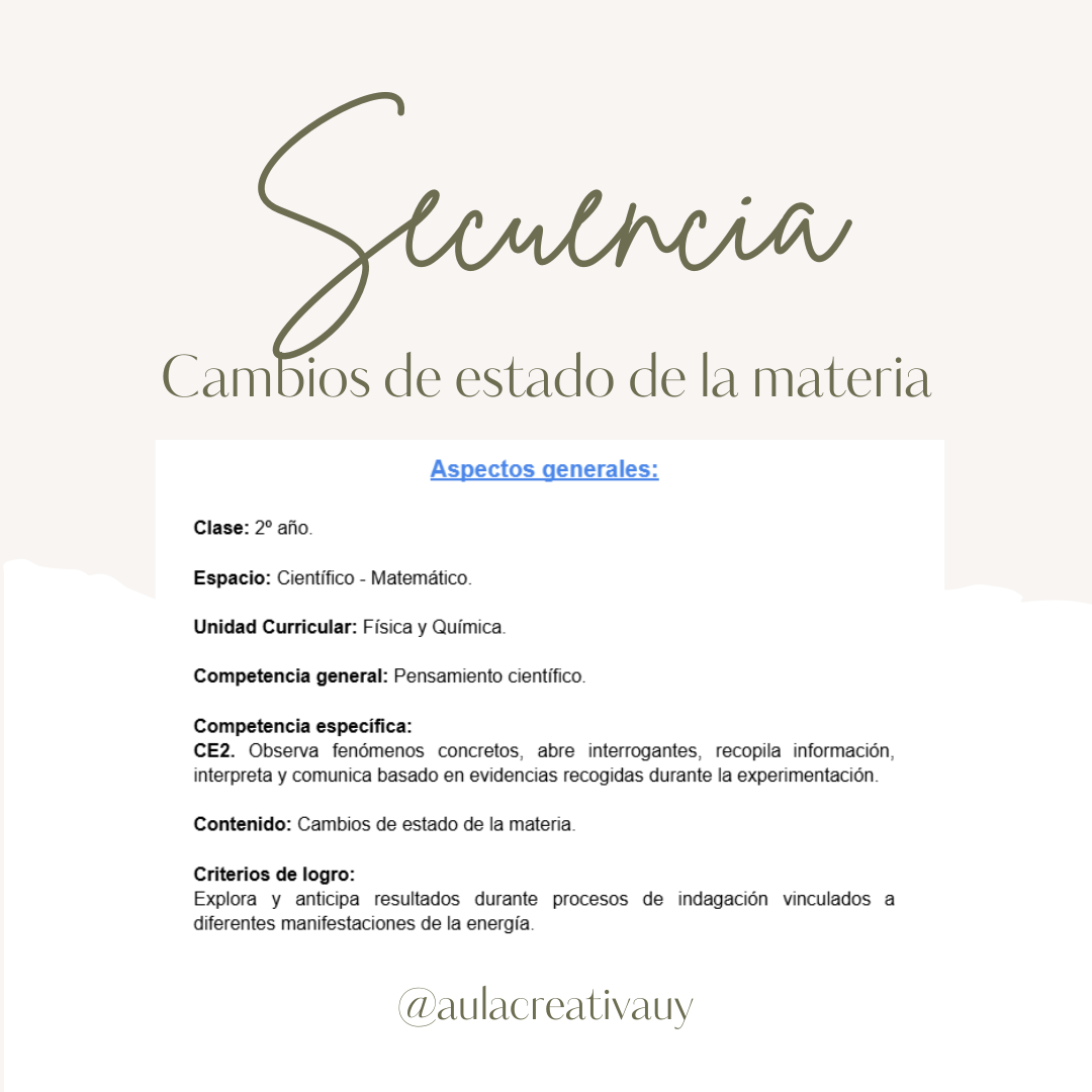 Secuencia - Cambios de estado de la materia - Segundo año