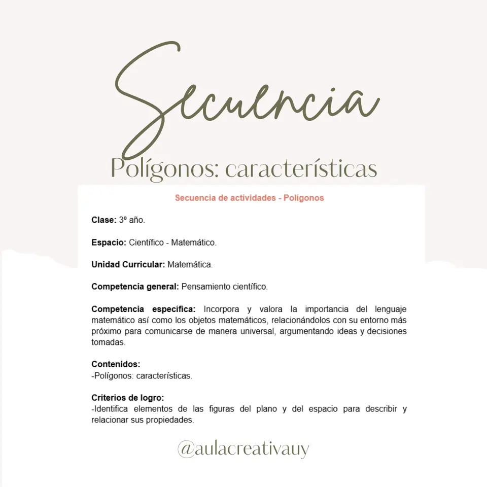 Secuencia - Polígonos: características - Tercer año
