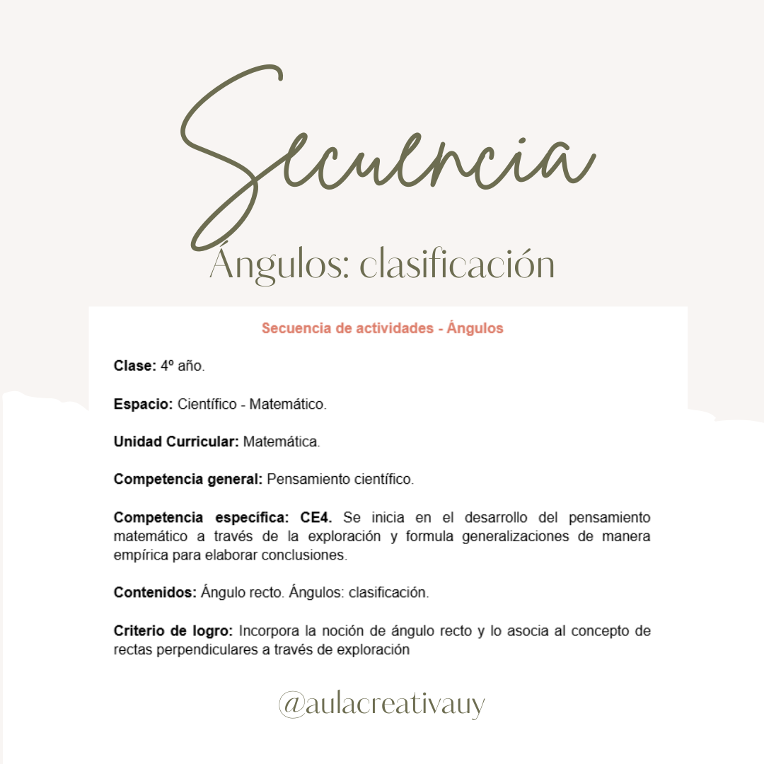Secuencia - Ángulos y su clasificación - Cuarto año