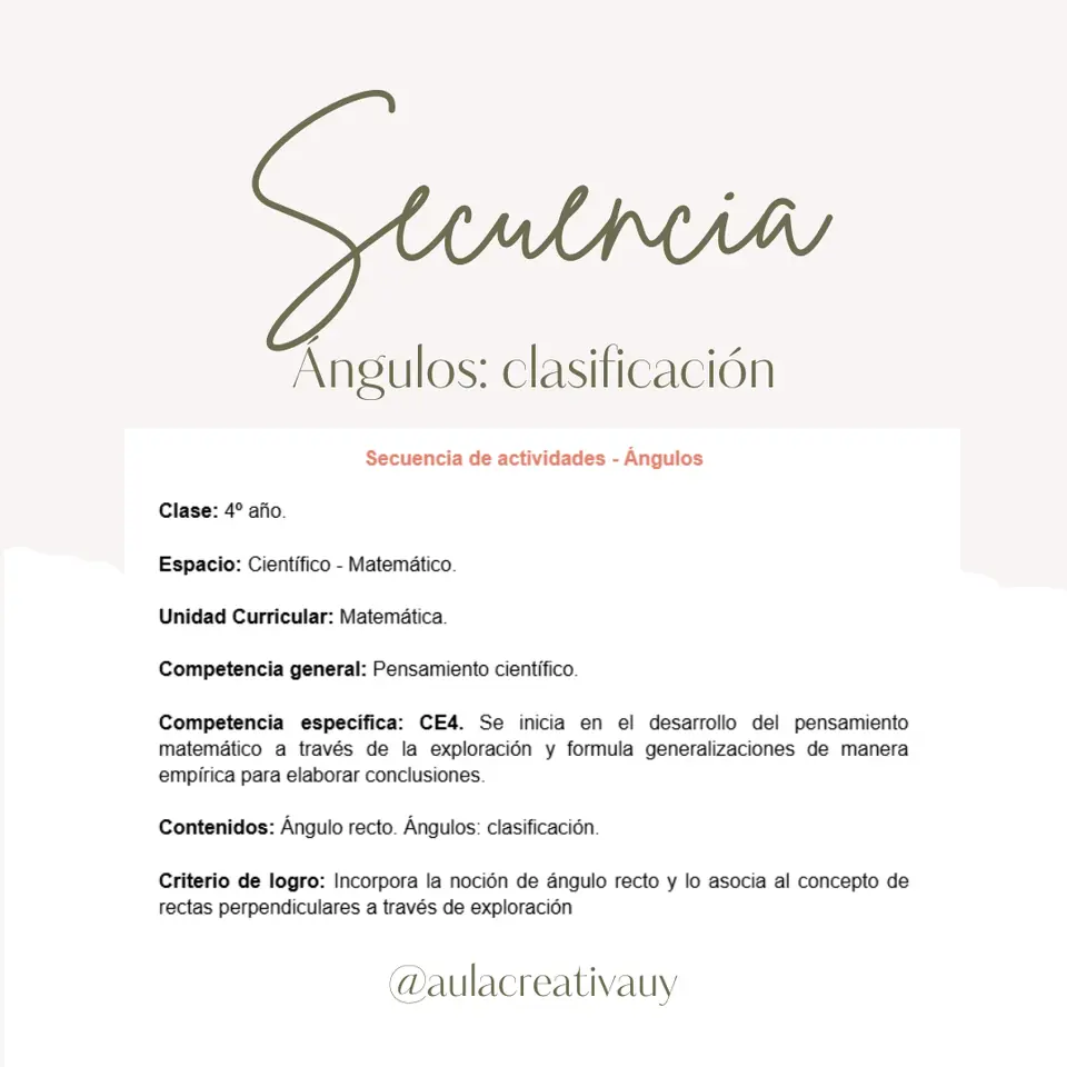 Secuencia - Ángulos y su clasificación - Cuarto año
