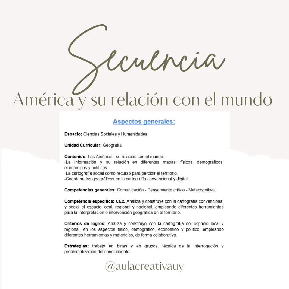 Secuencia - América y su relación con el mundo - Quinto año