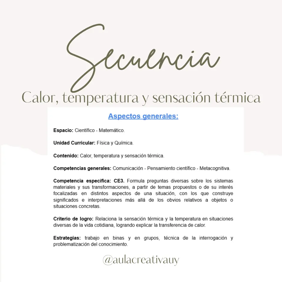 Secuencia - Calor, temperatura y sensación térmica - Cuarto año