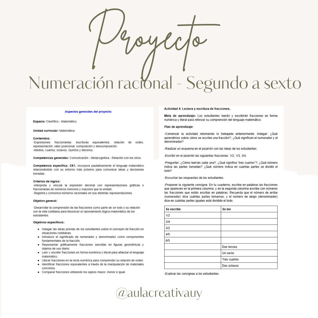 Proyecto - Numeración Racional - Segundo a sexto