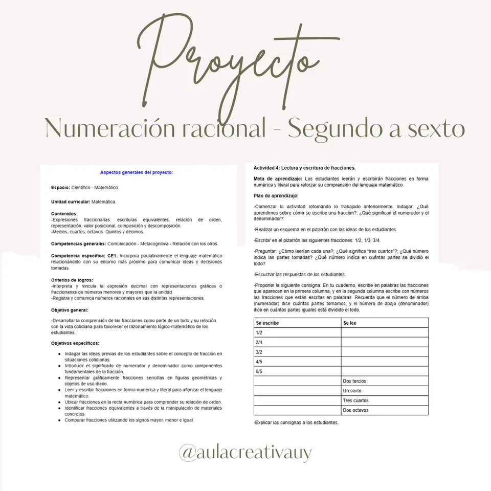Proyecto - Numeración Racional - Segundo a sexto