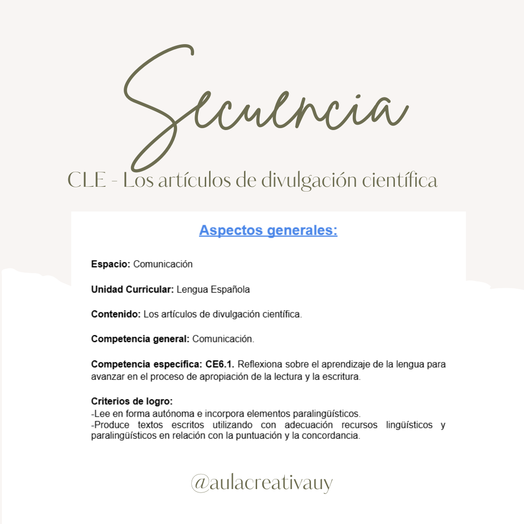 Secuencia - CLE - Los artículos de divulgación científica - Sexto año