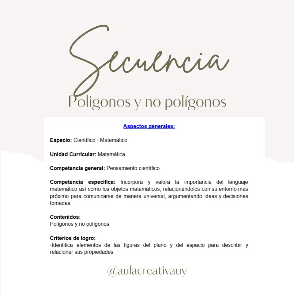 Secuencia - Polígonos y no polígonos - Primer año