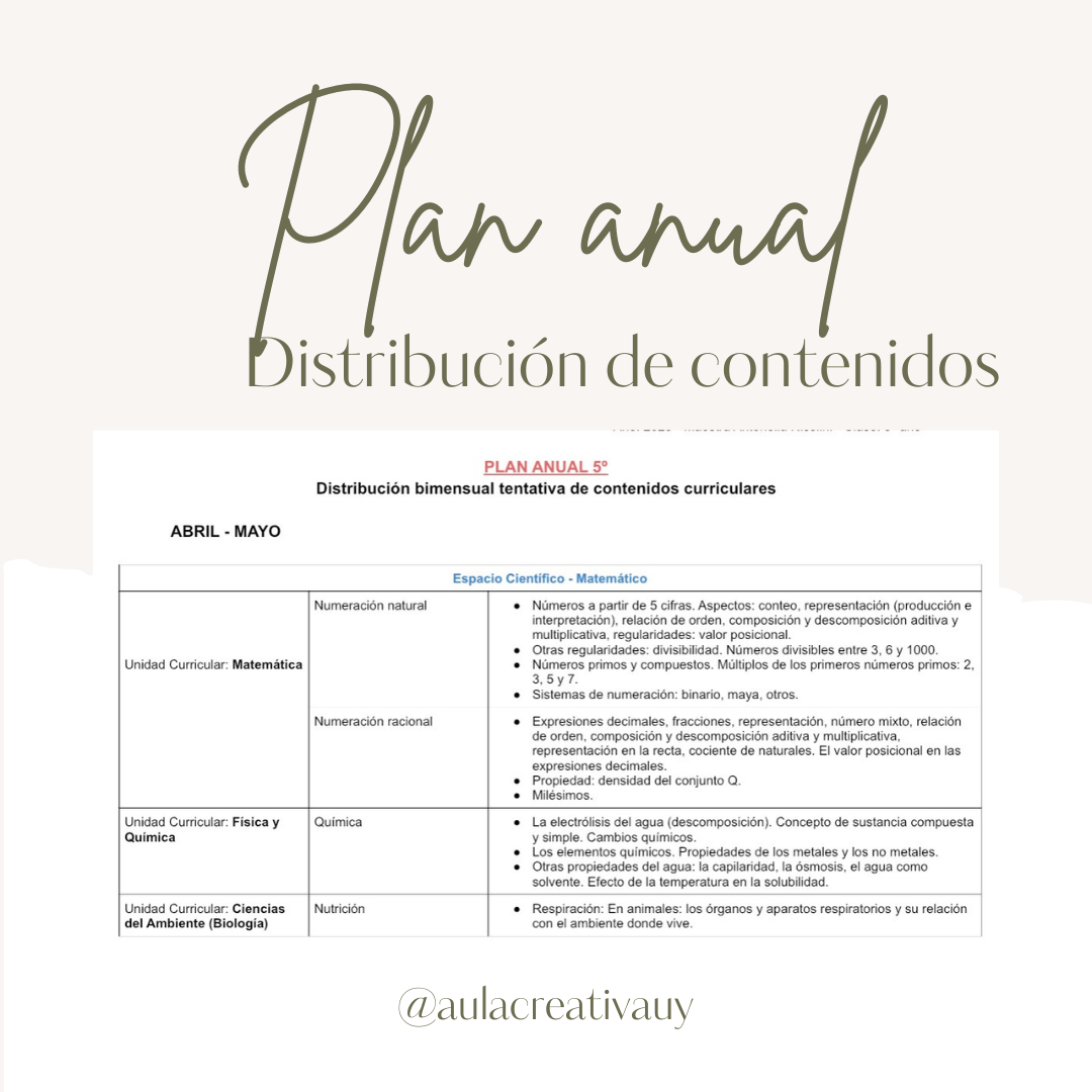 Plan anual - Quinto año