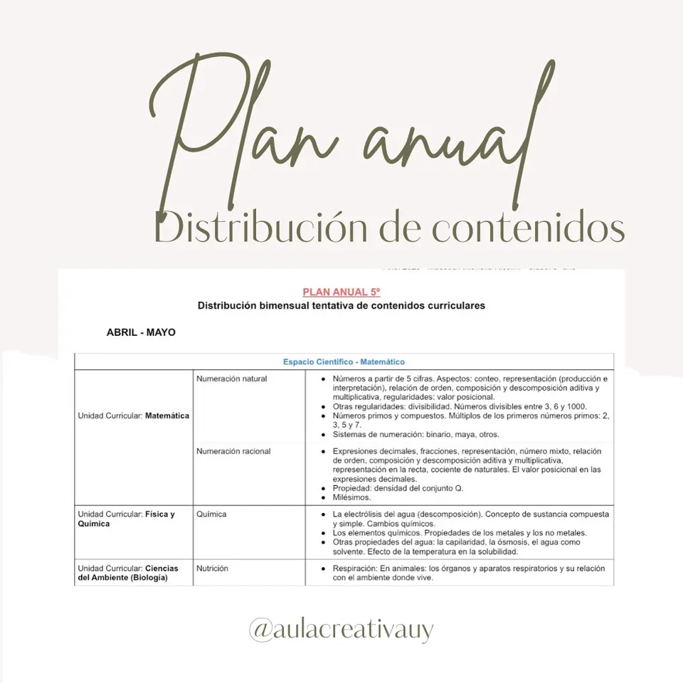 Plan anual - Quinto año