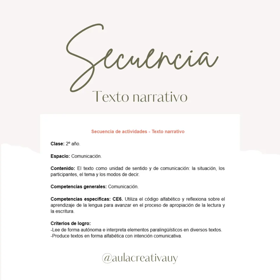 Secuencia - Texto narrativo - Segundo año
