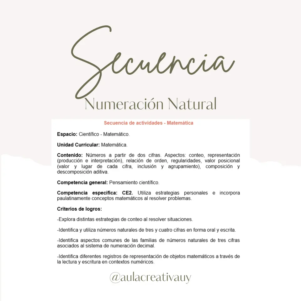 Secuencia - Numeración Natural - Segundo año
