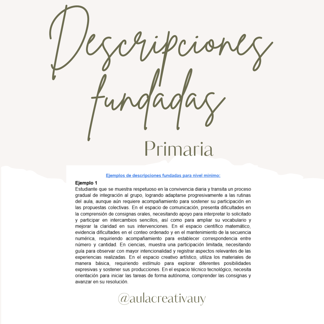 Descripciones fundadas para Primaria - 100 ejemplos - Primer bimestre