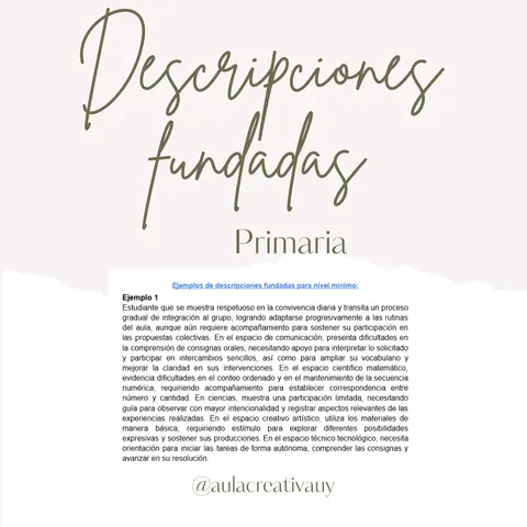 Descripciones fundadas para Primaria - 100 ejemplos - Primer bimestre