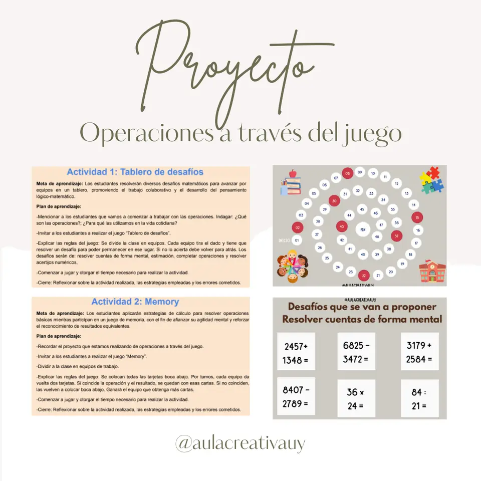 Proyecto - Operaciones a través del juego - Cuarto año