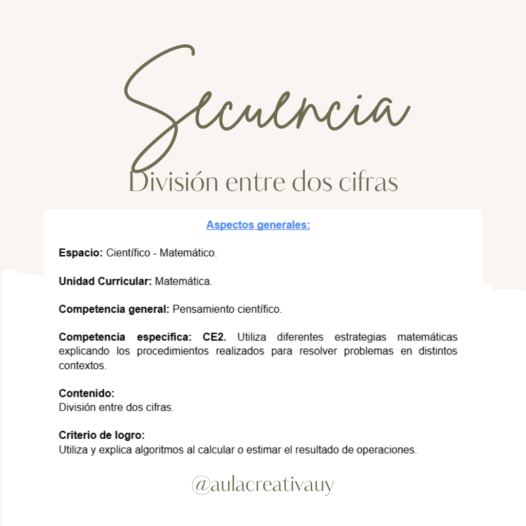 Secuencia - División entre dos cifras - Cuarto año